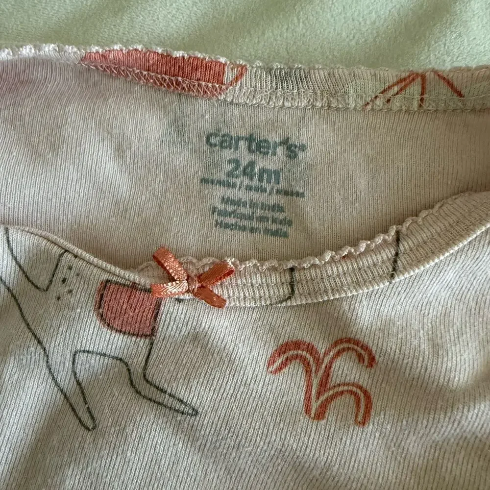 Lot of 4 long sleeve bodysuit Carter’s Zara 24m 2-3Y pink blue gray animal